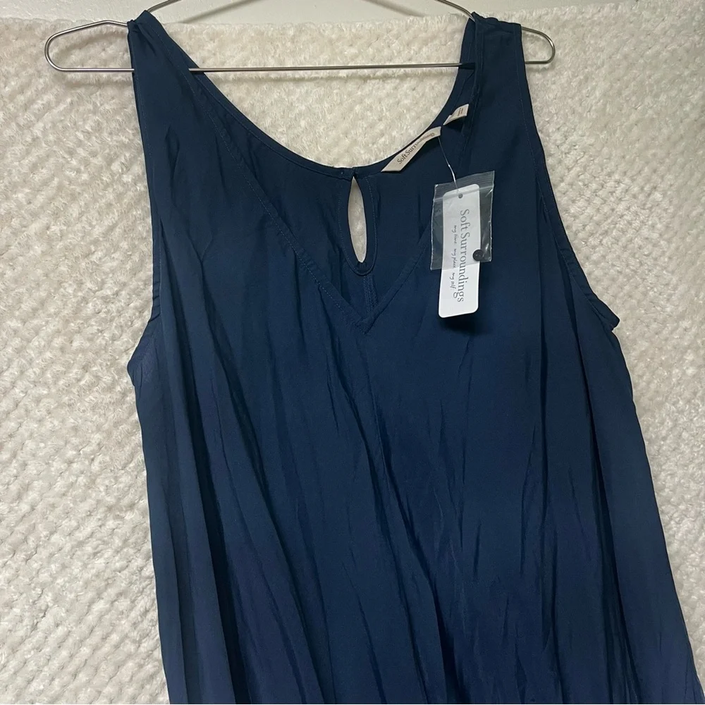Soft Surroundings Mizu Dress Blues Flowy Maxi Dress Size XL Back Slit NWT - Picture 8 of 13